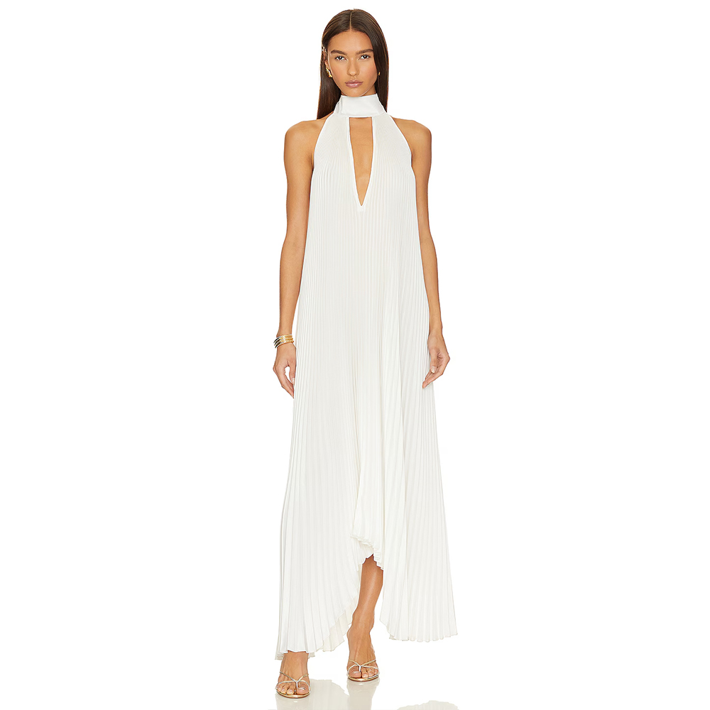 Women'S Formal Wear For Wedding Guest - 이브닝 드레스 딥 V넥 스카프 러플