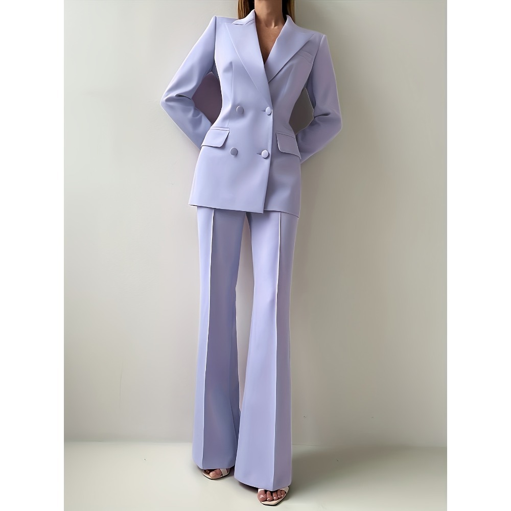 Tailored Trouser Wide - 우아한 여성용 테일러드 수트 세트, 허리를