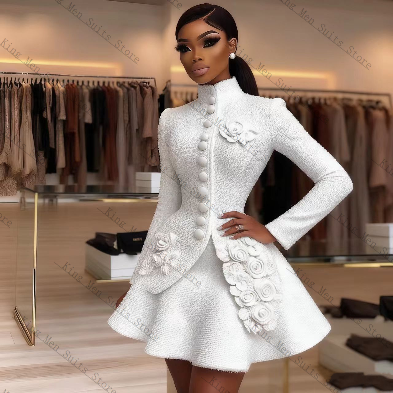 Women'S Formal Wear For Wedding Guest - 럭셔리 화이트 여성 정장 세트 2피스