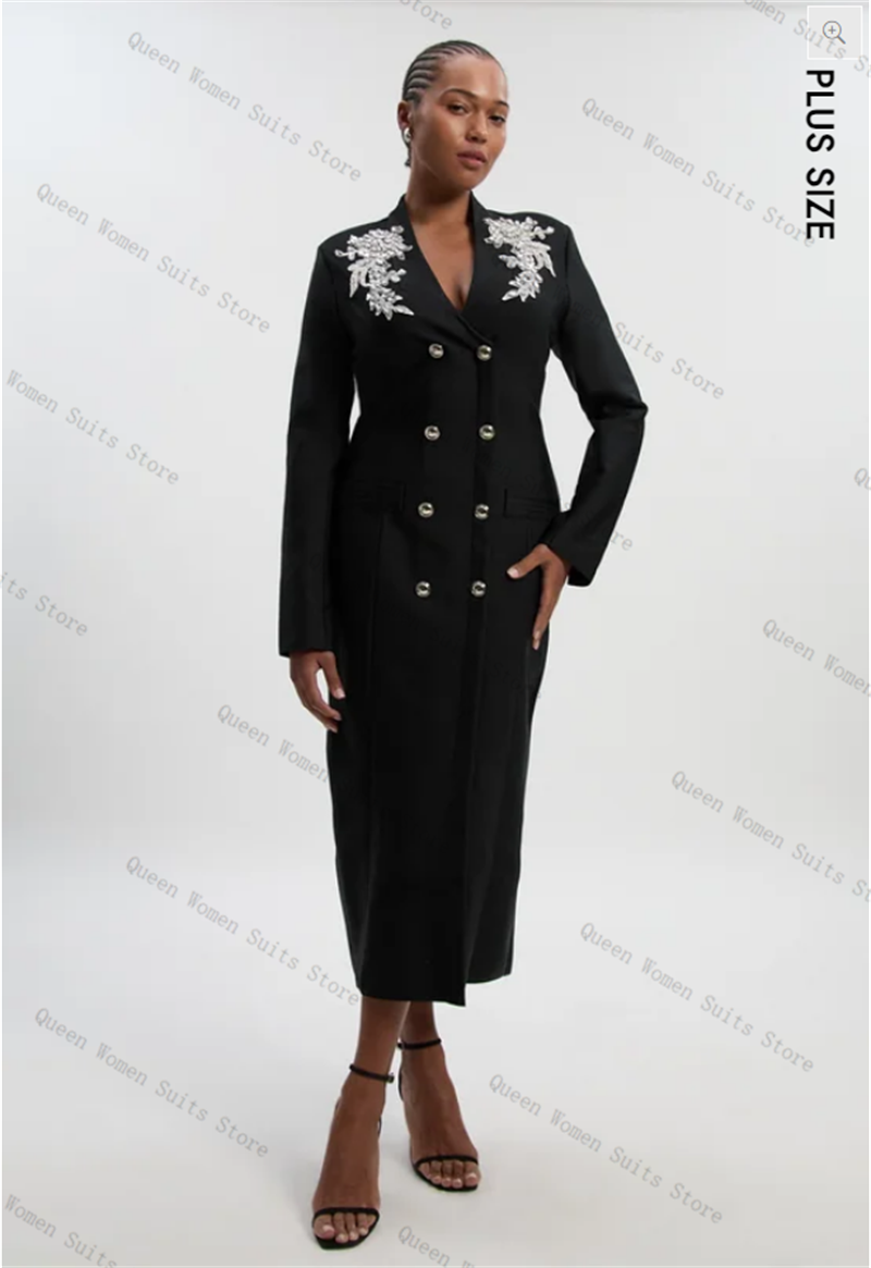 Women'S Formal Wear For Wedding Guest - 블랙 코튼 여성 정장 1피스 비즈
