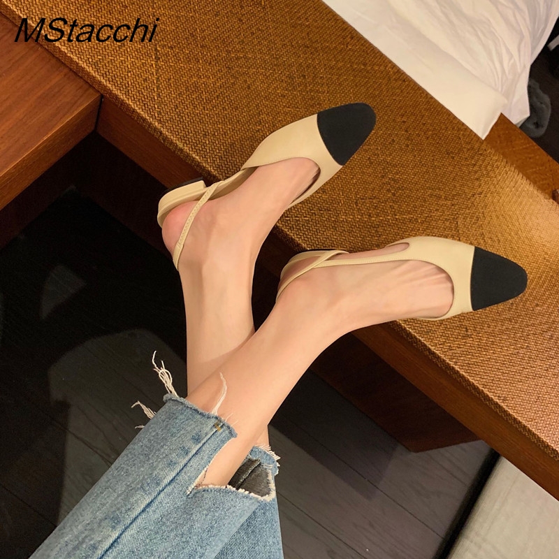 Slingback Heel Formal - 패치 워크 가죽 슬링 백 여성