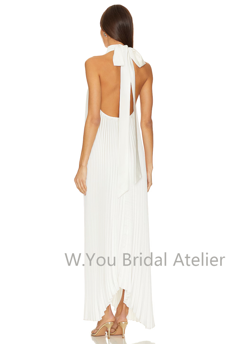 이브닝 드레스 딥 V넥 스카프 러플 플리츠 맥시 가운  - Women'S Formal Wear For Wedding Guest 리뷰 및 가격