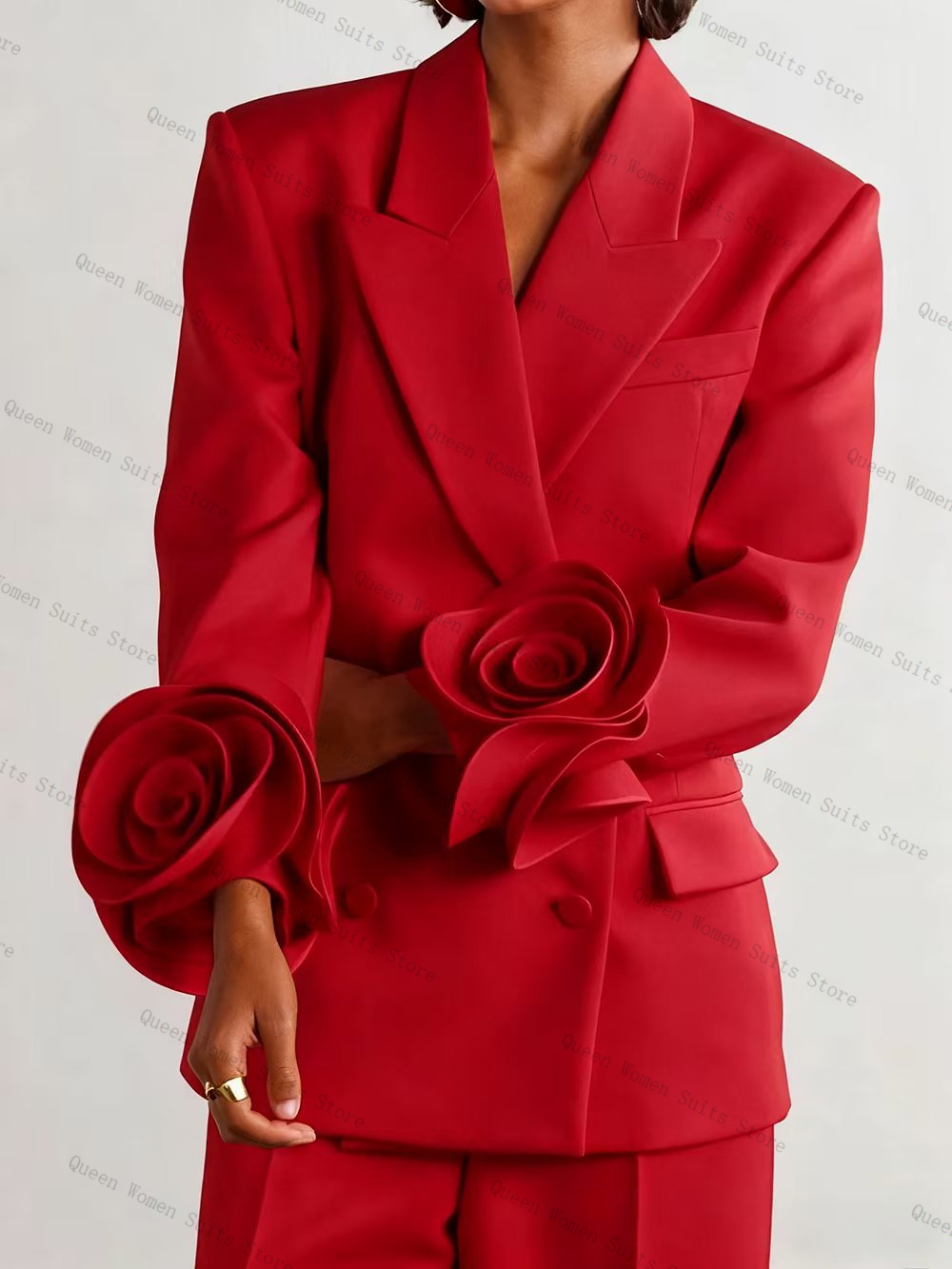 럭셔리 레드 여성 정장 세트 2피스 블레이저+바지 3D - Women'S Formal Wear For Wedding Guest 리뷰 및 가격