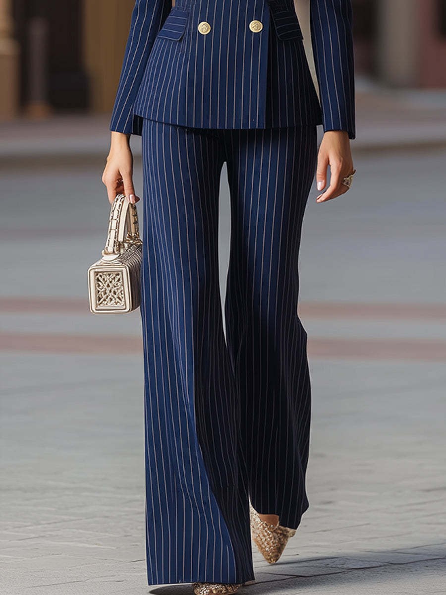 우아한 여성 정장 세트 네이비 블루 와이드 레그 팬츠  - Tailored Trouser Wide 리뷰 및 가격