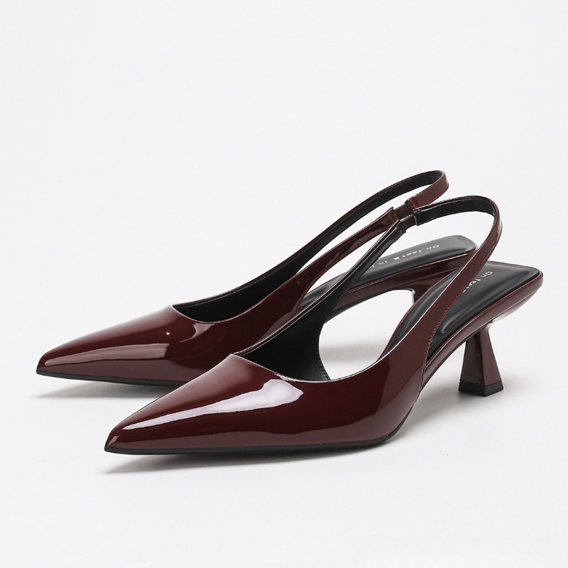 우아한 백리스 하이힐 여성용 럭셔리 페이턴트 가죽 브랜 - Slingback Heel Formal 리뷰 및 가격