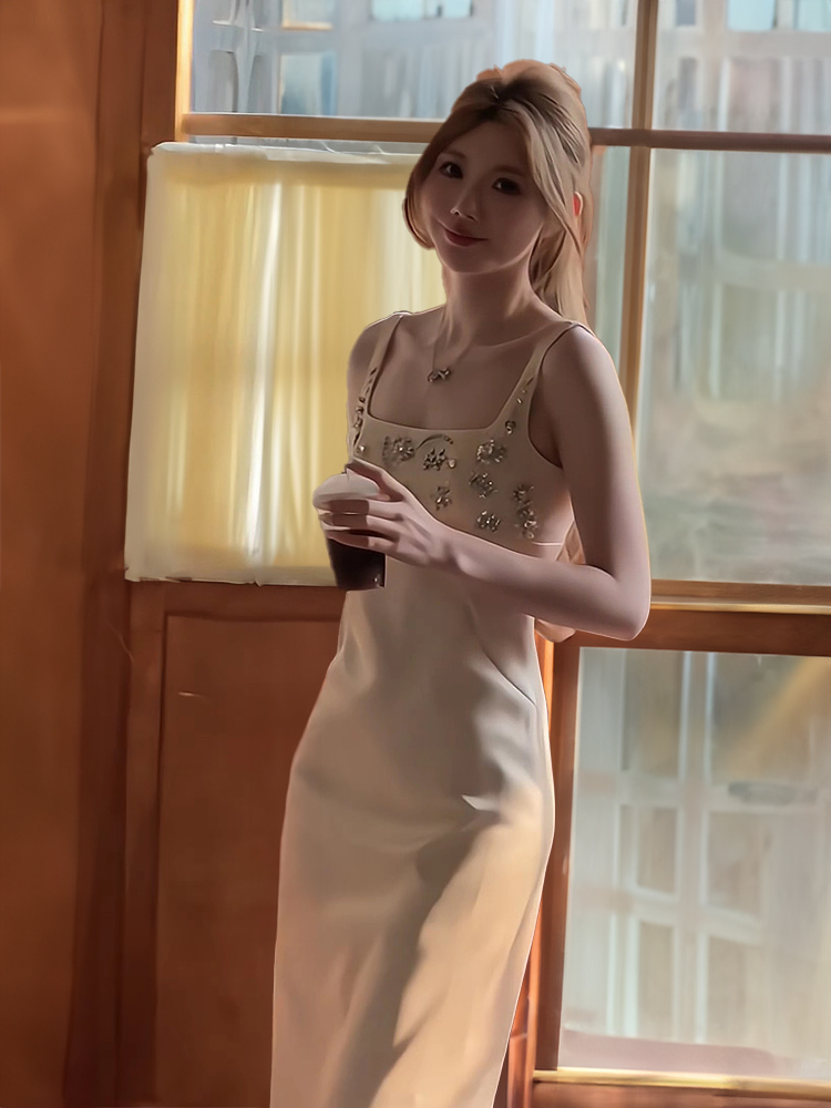 우아한 헤비 워크 새틴 이브닝 드레스 생일 소녀 스트랩 - Women Formal Wear With Skirt 리뷰 및 가격