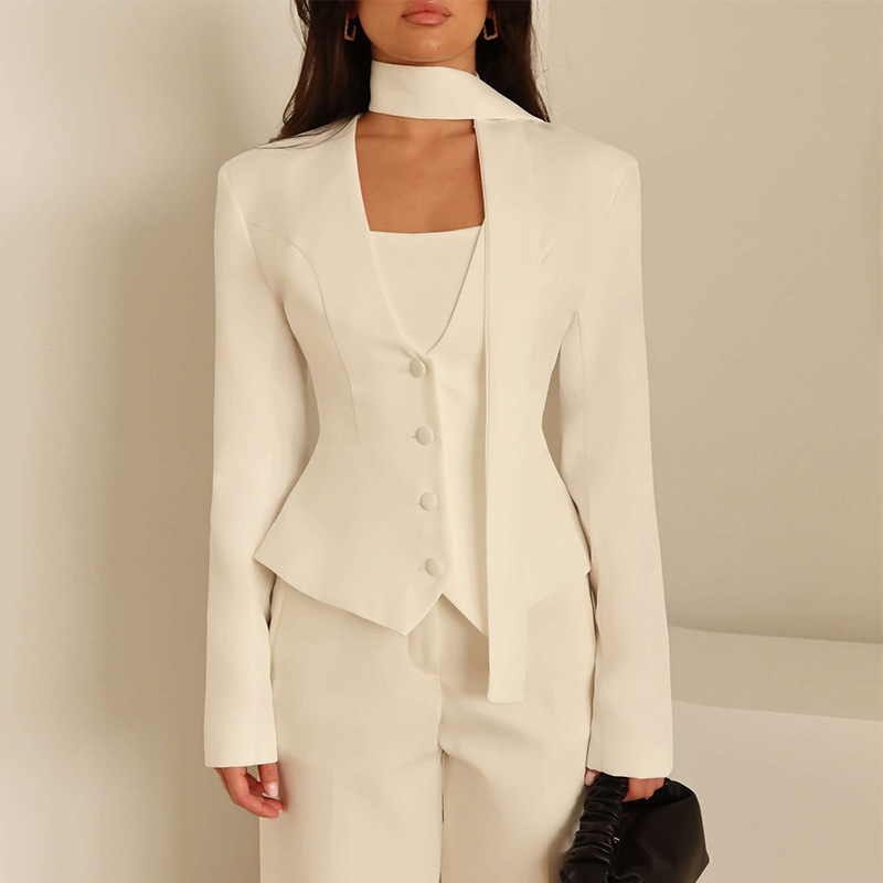 가을 여성 정장 1피스 숏 블레이저 스카프 포함 면 파 - Women'S Formal Wear For Wedding Guest 리뷰 및 가격