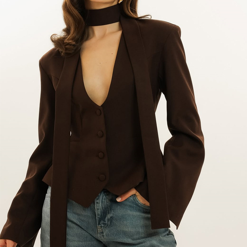 가을 여성 정장 1피스 숏 블레이저 스카프 포함 면 파 - Women'S Formal Wear For Wedding Guest 리뷰 및 가격