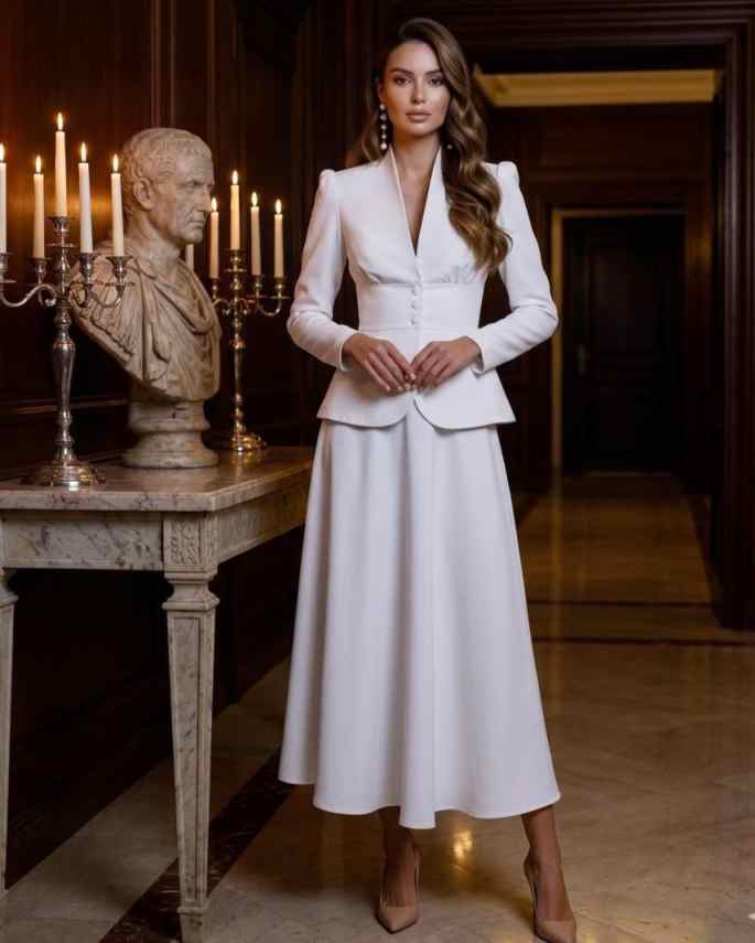 우아한 투피스 여성 정장 세트, 피크 라펠 블레이저,  - Women Formal Wear With Skirt 리뷰 및 가격