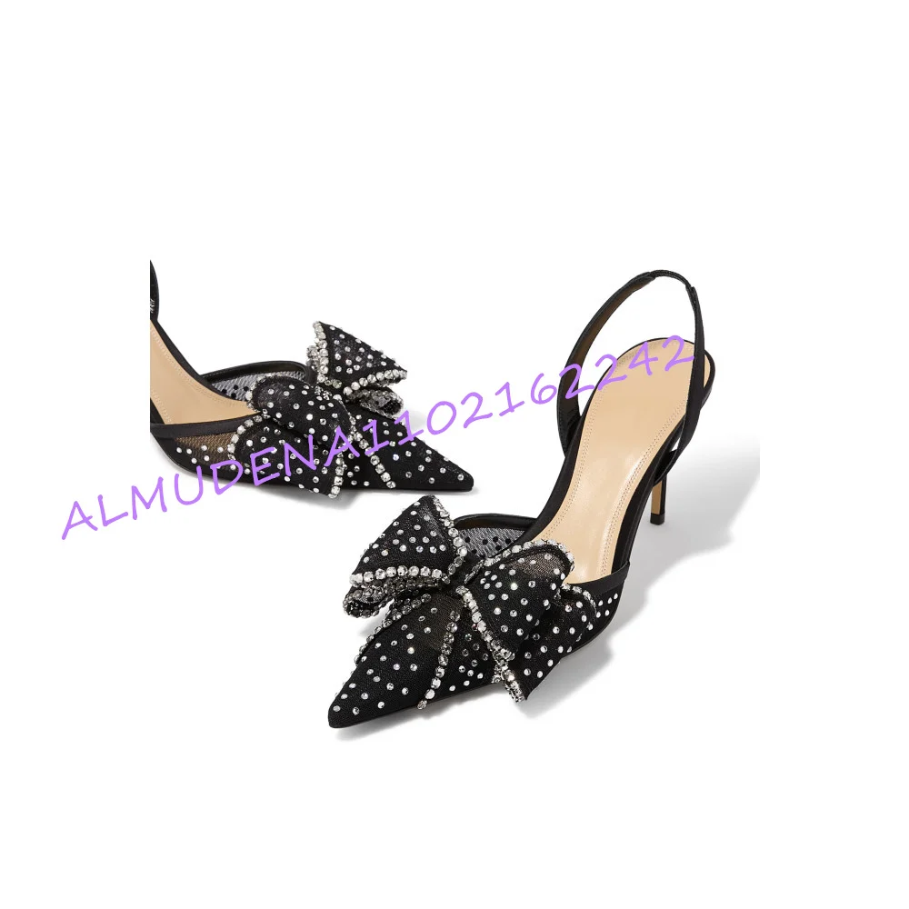 여성용 샴페인 메쉬 라인스톤 보우 슬링백 펌프스 포인티 - Slingback Heel Formal 리뷰 및 가격