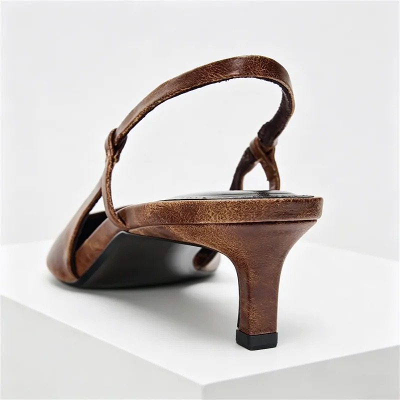레트로 브라운 키튼 힐 디자이너 펌프스 여성 섹시 포인 - Slingback Heel Formal 리뷰 및 가격